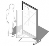 Bacheca autoportante su ruote fondo METALLICO per magneti MD-ALBAM-D2R 