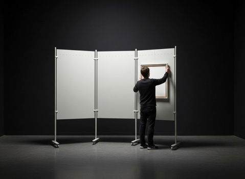 Composizione su ruote Expo pannelli in lamiera punzonata