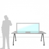 Schermo divisorio MACRO FRONT OFFICE - cm 140x60h con fessura passacarte cm 30x8h