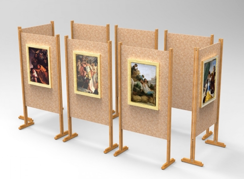 Pannelli espositivi autoportanti con struttura in legno e  lastra in swedboard stampabile o in osb